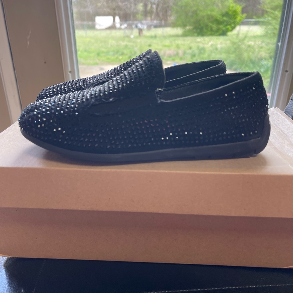 Steve Madden Black Boys' Crystal Slip-On Loafers